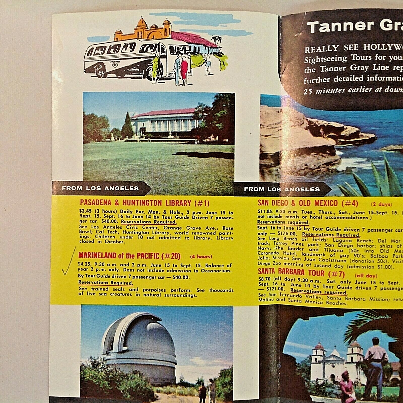 Vtg 1964 Tanner Gray Line South California Arizona Nevada Sightseeing Brochure