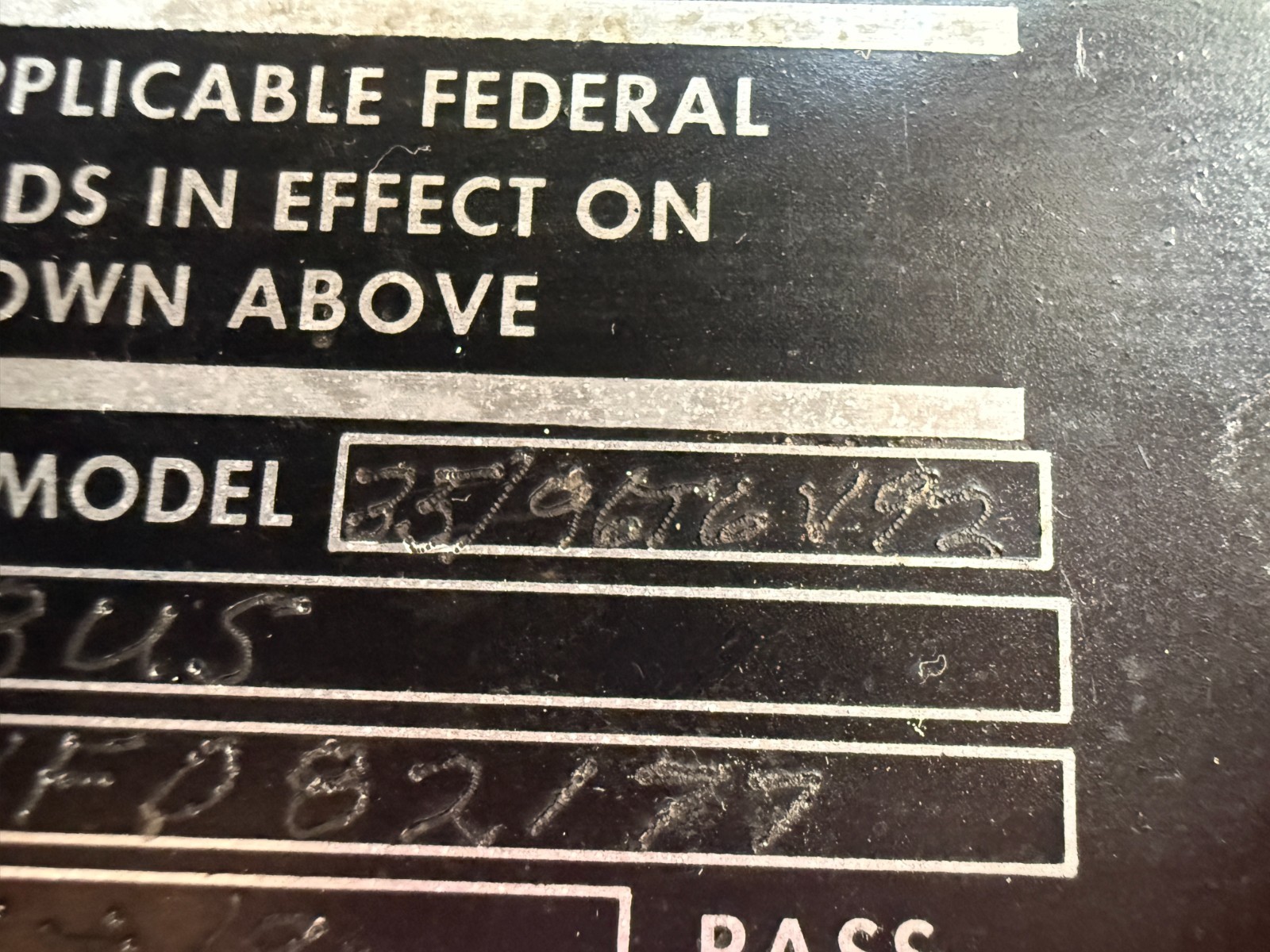 Gillig Phantom transit bus metal builder’s plate – 1981