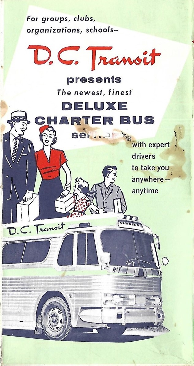 1967 Official DC Transit Bus Map WASHINGTON Maryland Virginia W.V. & M. Coach Co