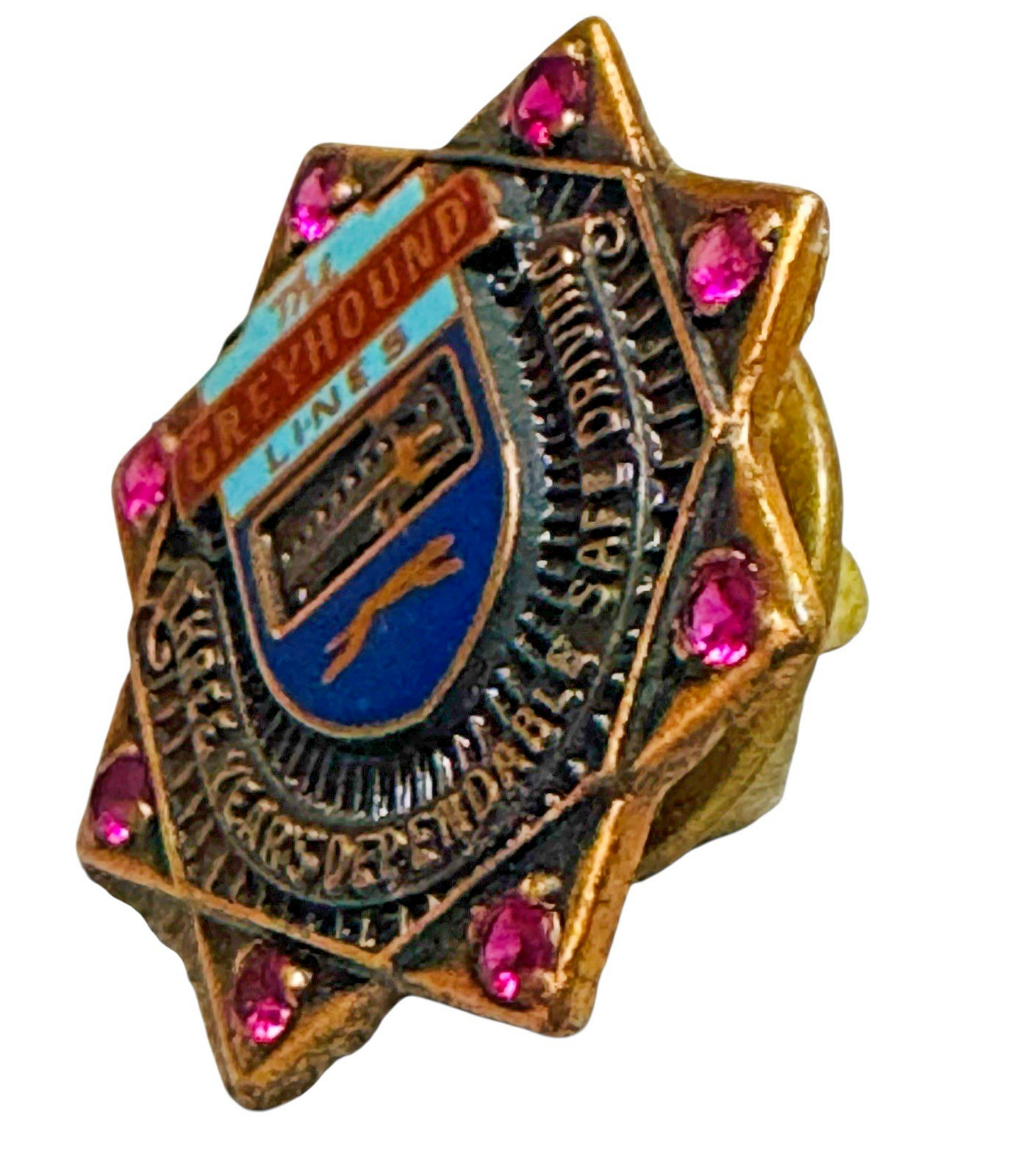 The Greyhound Lines Three 3 Year Dependable Safe Driver Award Pin 8 Point