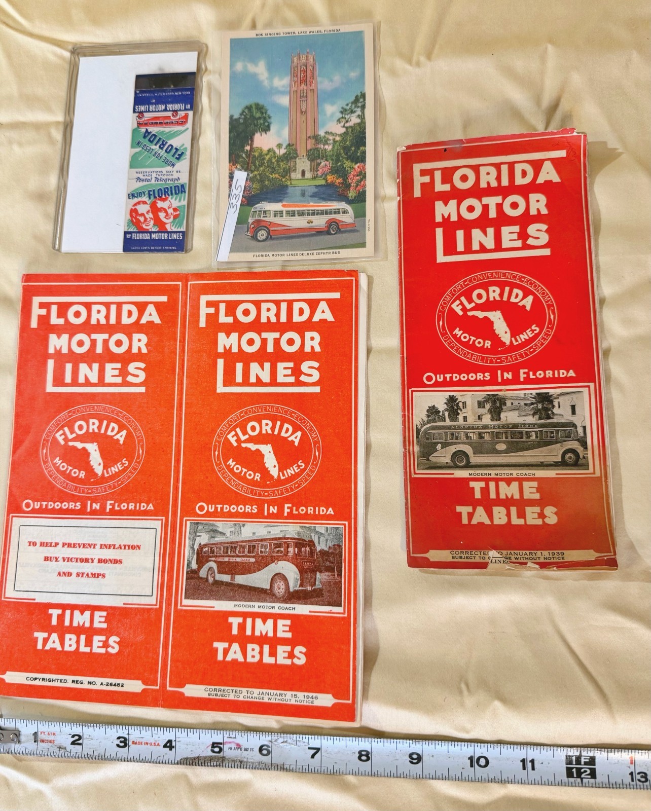 vtg Florida Motor Lines bus time tables 1940s Modern Motor Coach