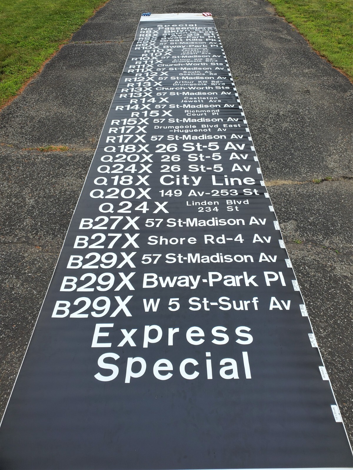 1972 NYCTA BUS ROLL SIGN CURTAIN BROOKLYN QUEEN’S STATEN ISLAND EXPRESS NY NYC