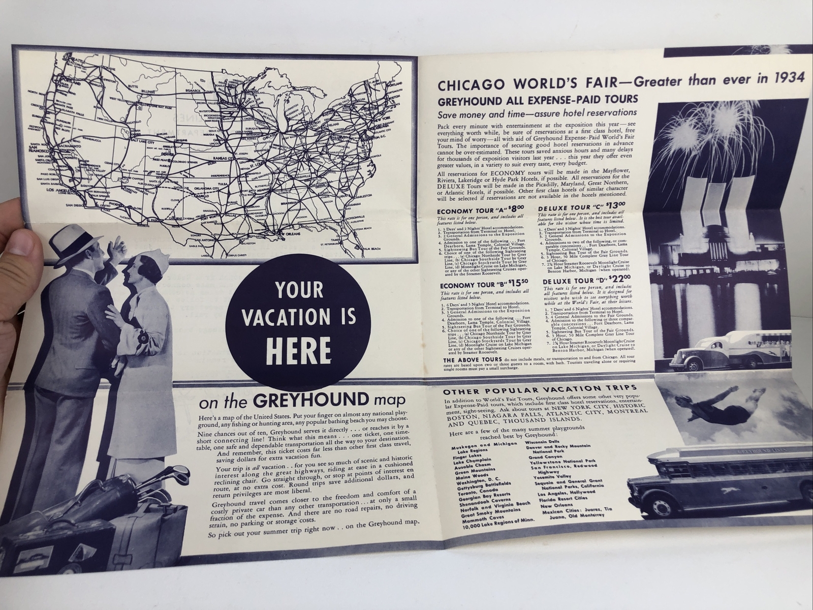 Vintage 1934 Greyhound Lines Bus Advertisement & Personal Letter