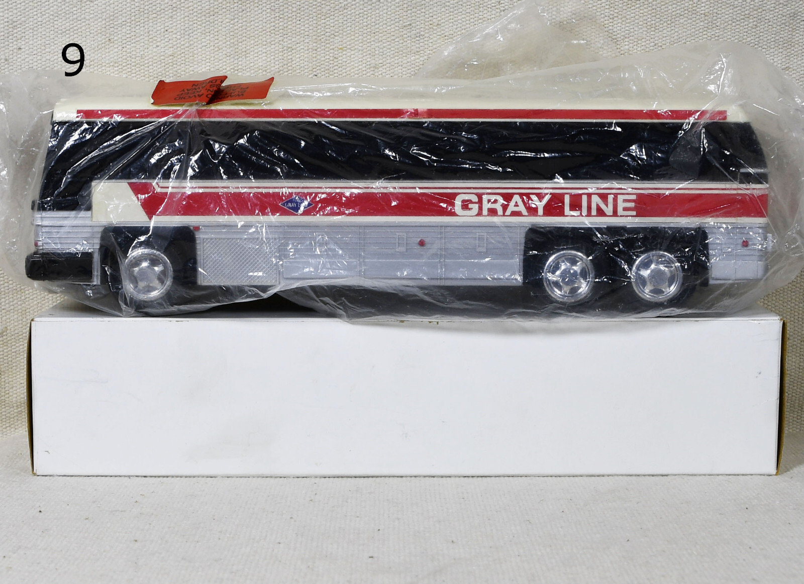 Jimson Bus Plastic Coin Bank Gray Lines With Box