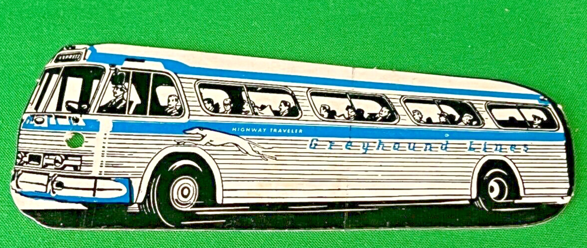 VINTAGE ***GREYHOUND LINES*** LUGGAGE TAG WITH EARLY BUS IMAGE! RARE!