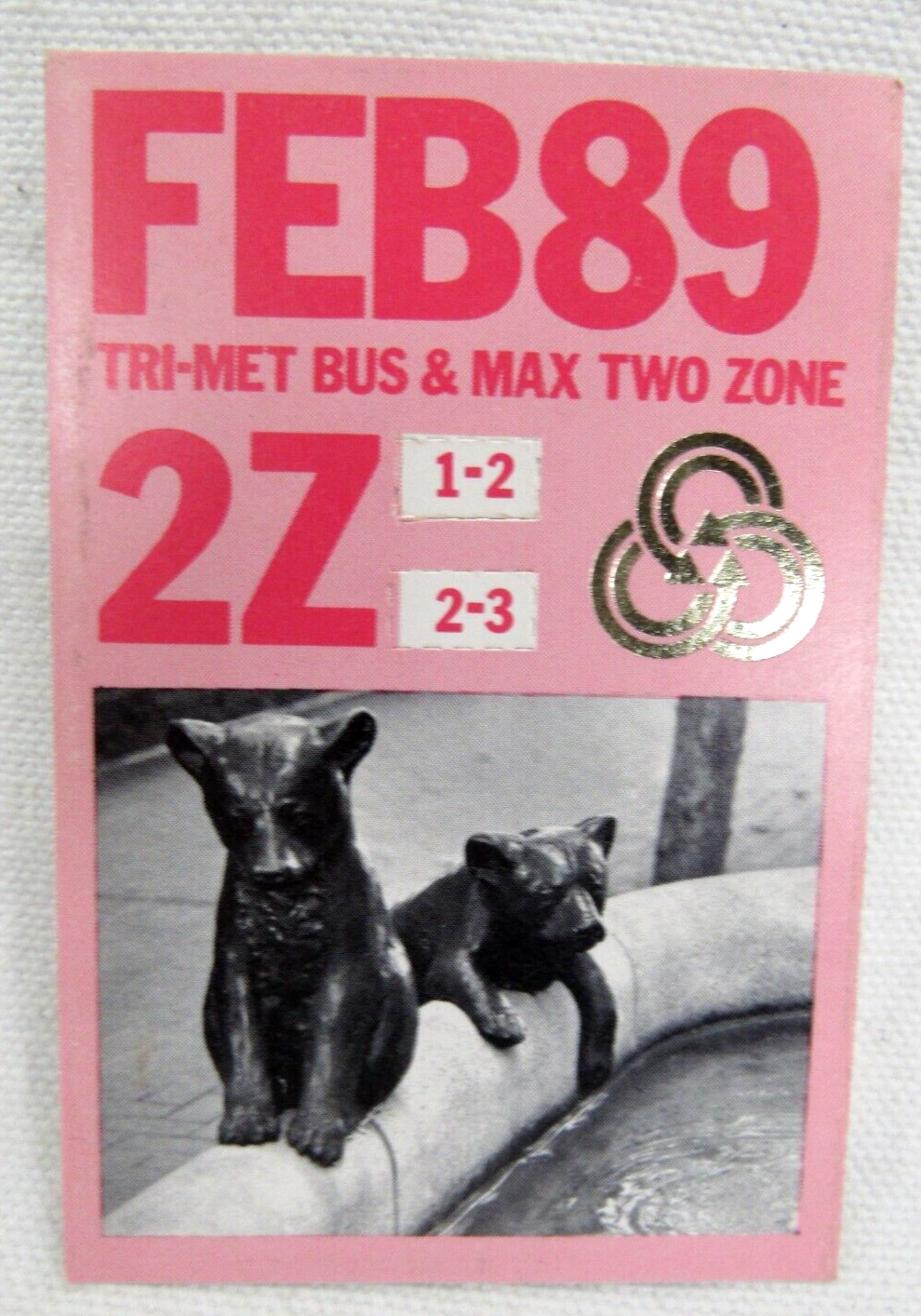 Vintage Tri-Met Bus & Max Light Rail Feb. 1989 Monthly Pass Portland Oregon OR