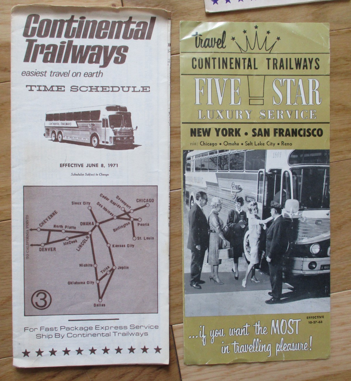 Lot 14 Continental Trailways Bus Timetable Schedule Timetables 1960s-70s