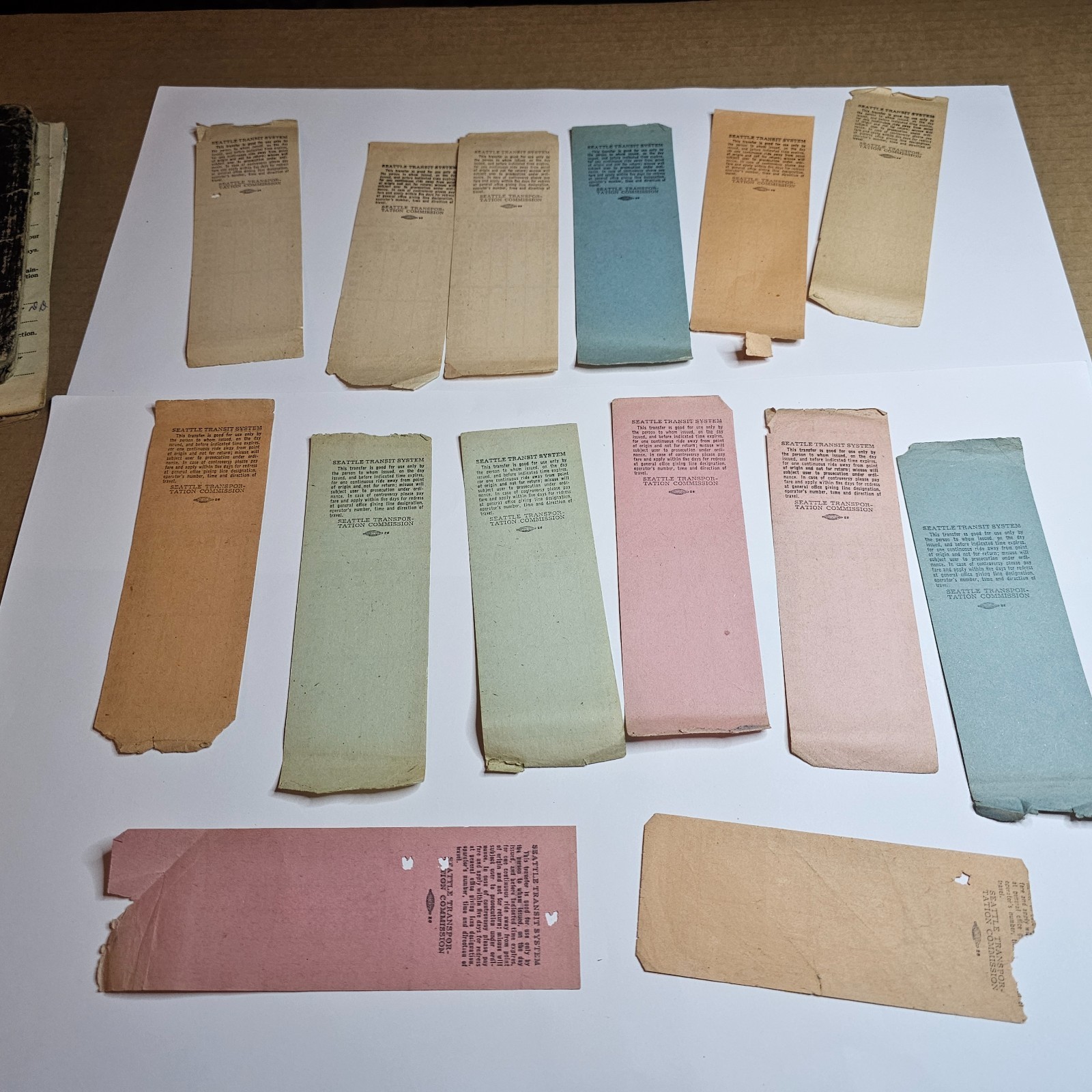 1950s SEATTLE TRANSIT SYSTEM TICKET CARD LOT BUS TROLLEY DRIVER MOTOR COACH FARE