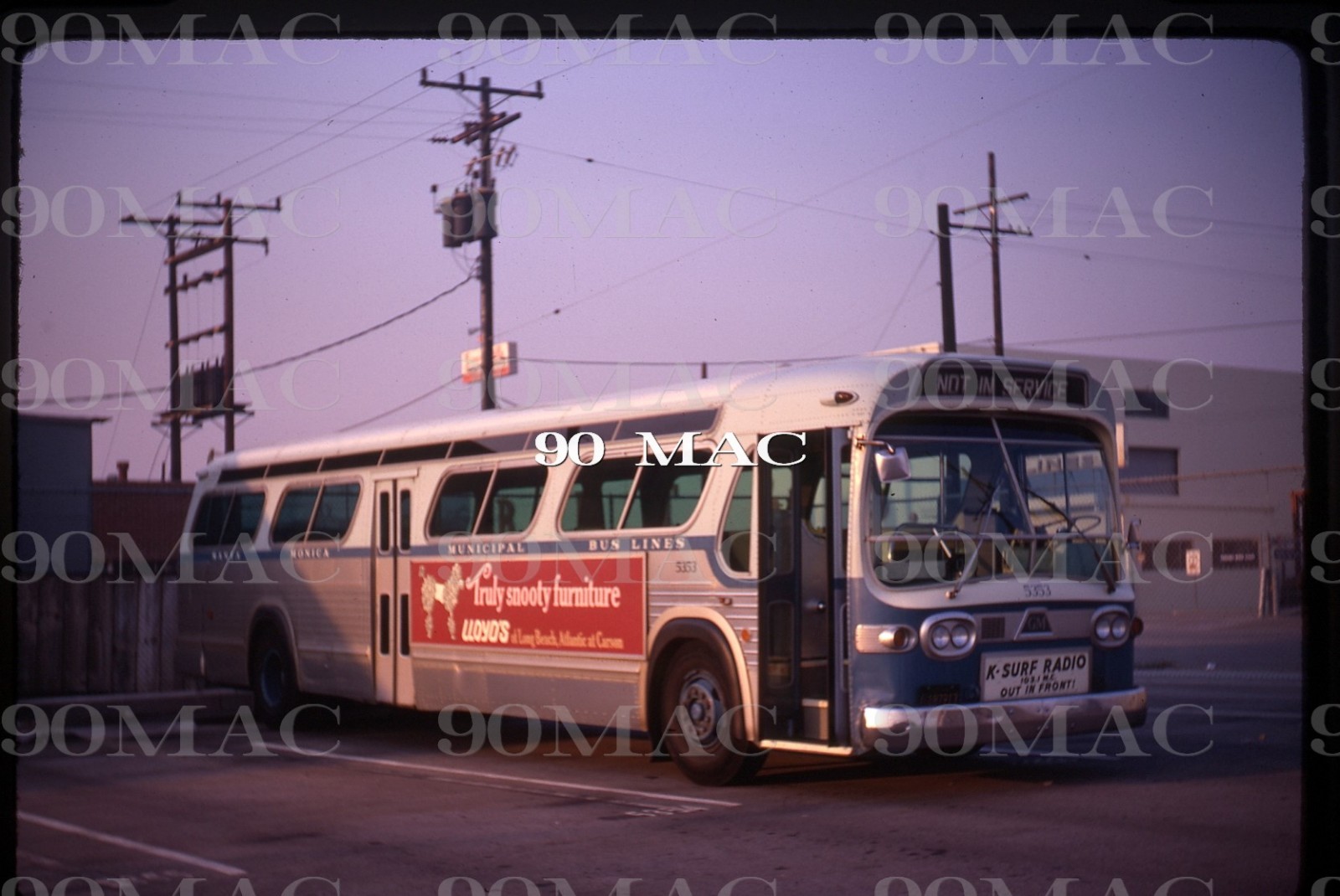 SMMBL. GM COACH BUS #5353. Santa Monica (CA). Original Slide 1968.