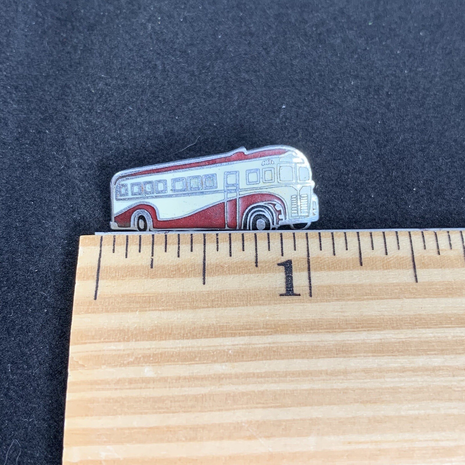 Enameled Transit Bus Pin Back Lapel Pin Vintage 1950s Red & White Burgundy