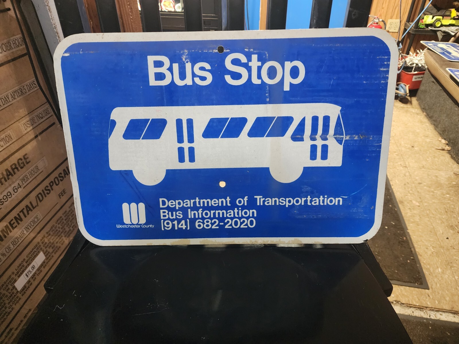 Vintage Westchester county /NYC Bus stop sign DOT Metal