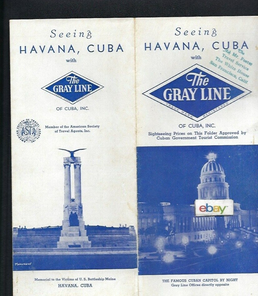GRAY LINE TOURS OF HAVANA CUBA 1940’S CAPITAL BY NIGHT-JAI ALAI-COUNTRYSIDE