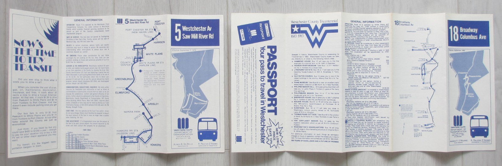 Lot of 4 Vintage Westchester County DOT Bus Timetables White Plains New York NY