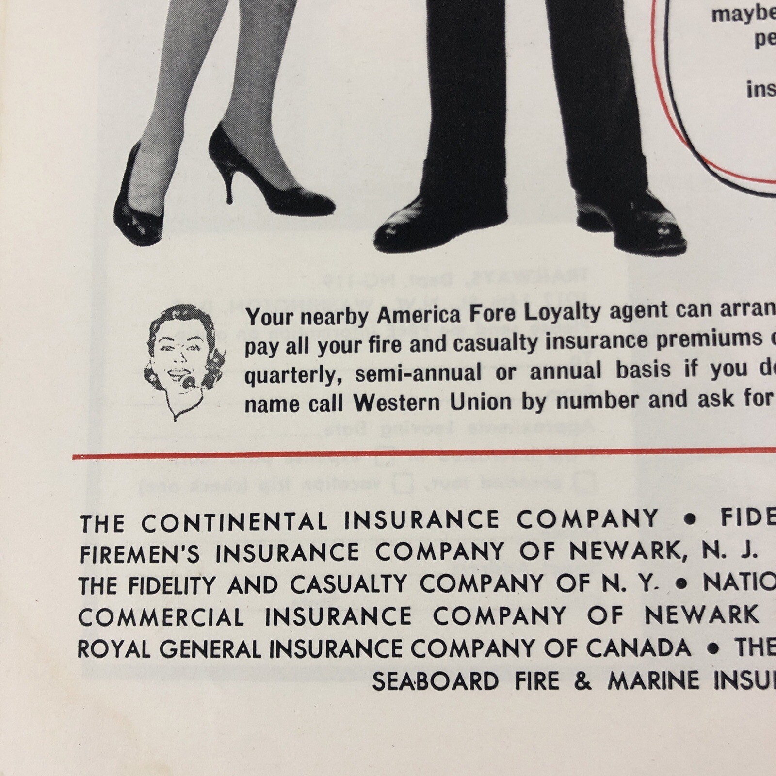1955 Trailways Bus Line print ad Thru Liners Model Ship Continental Insurance