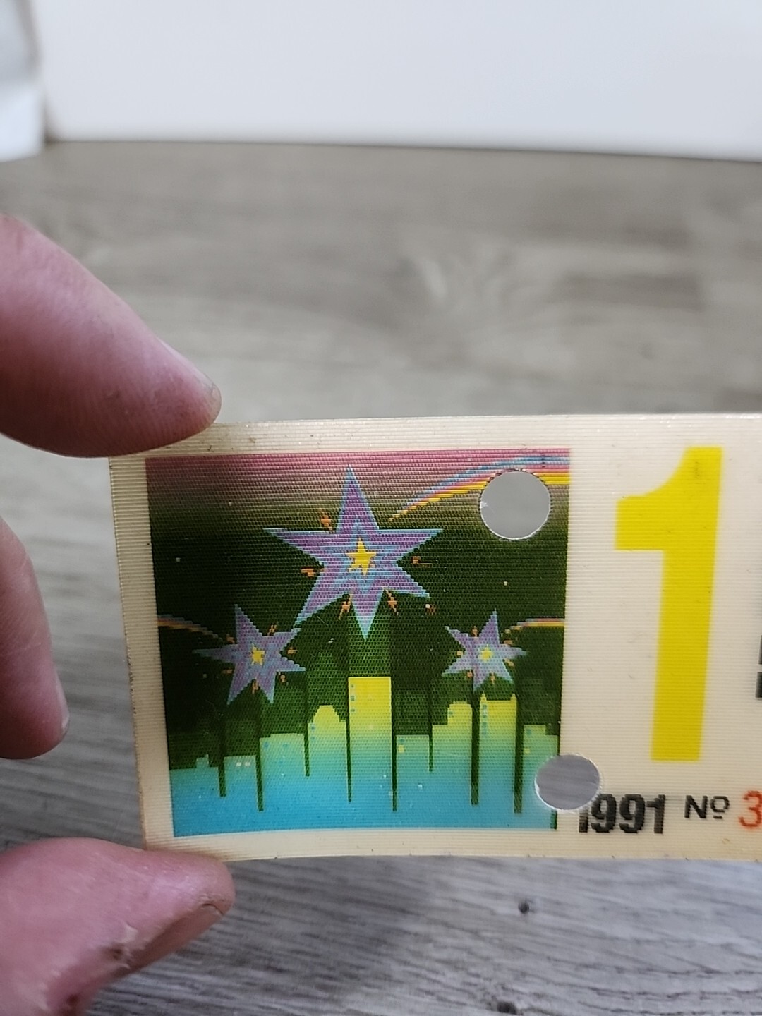 Vintage Hologram PAT Transit Bus Pass Pittsburgh Fireworks Over City 1991