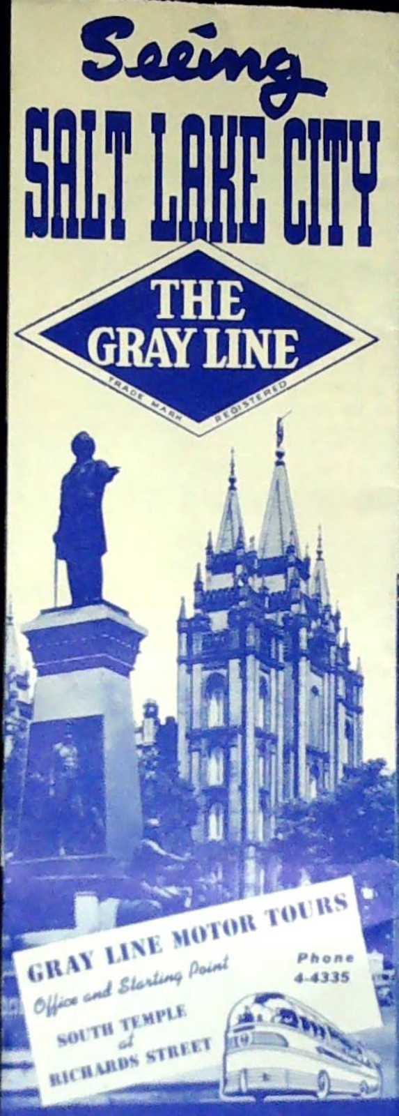 Salt Lake City Bus Tour Gray Line Utah Motor Travel Pass Brochure Pamphlet 1950s