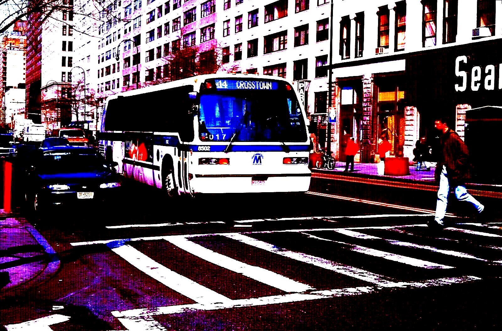 ORIGINAL KODACHROME SLIDE NYC BUS 1994 NOVA-RTS #8502 M-14 UNION SQ MAR 20, 1995