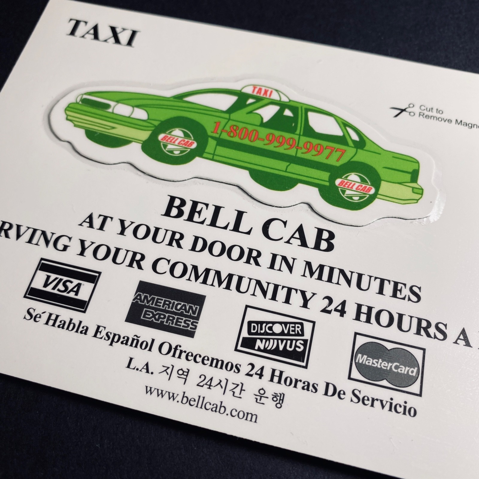 Print Ad Mailer 2025 Taxi Service Promo Car Magnet Los Angeles Travel Collectors
