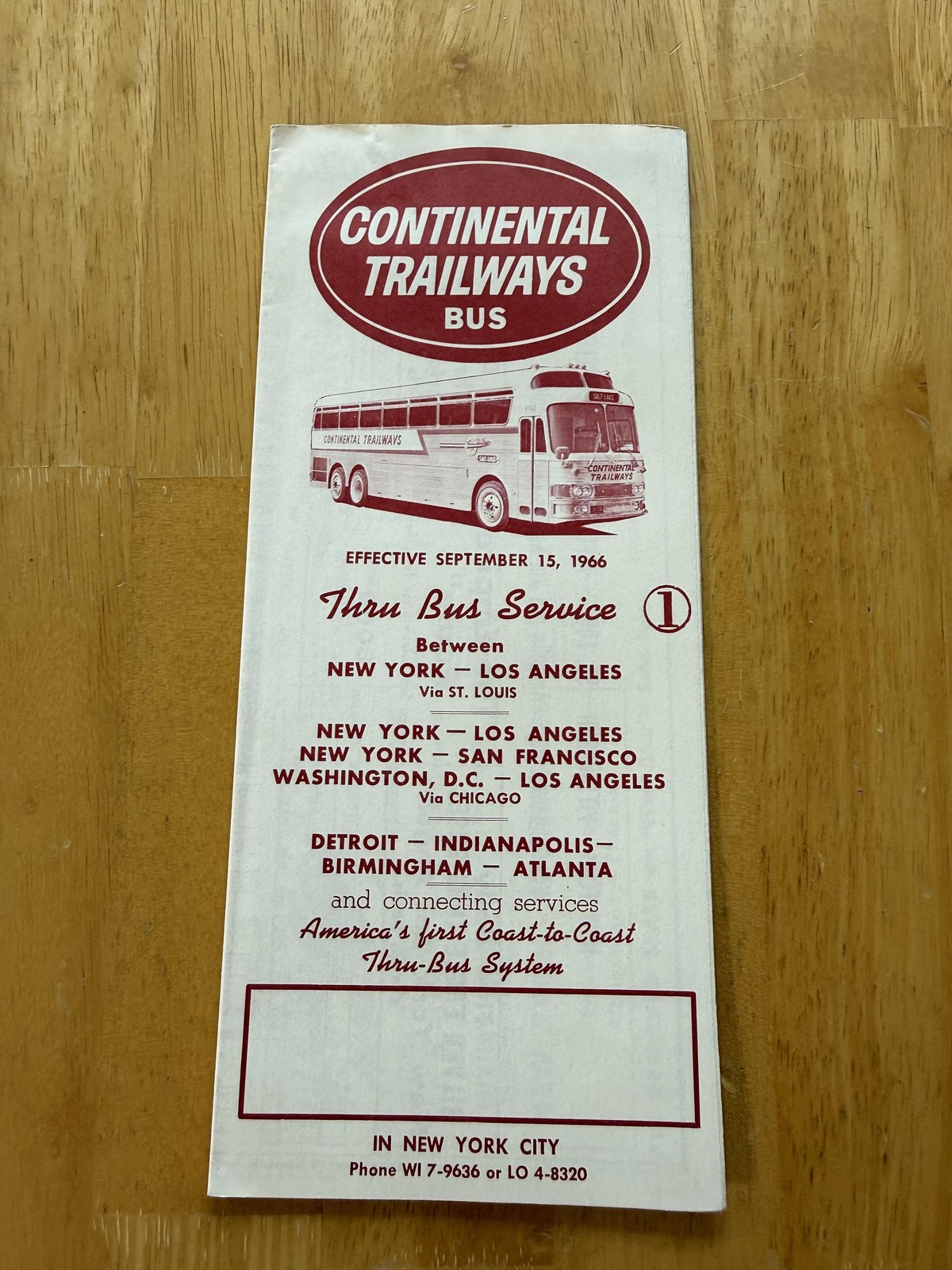 Vintage 1966 Continental Trailways Bus Time Tables Schedule Booklet Red USA