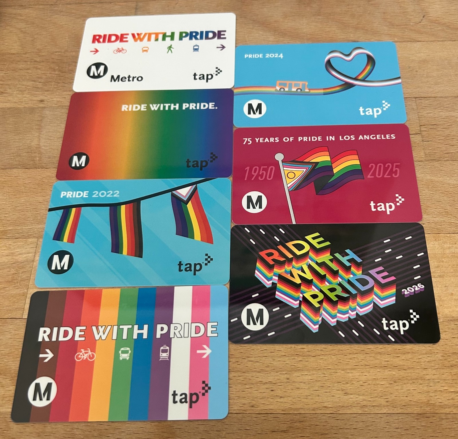 LA Metro PRIDE LOT 2019-2026 Seven (7) Limited Edition TAP Card Collection