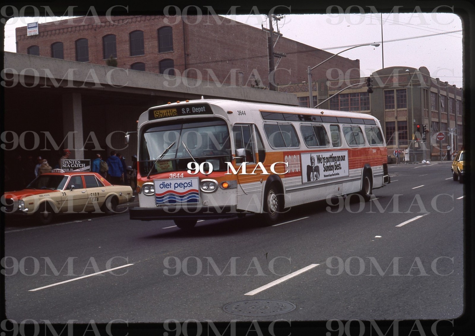 SF MUNI. GM COACH BUS #3644. San Francisco (CA). Original Slide 1985.