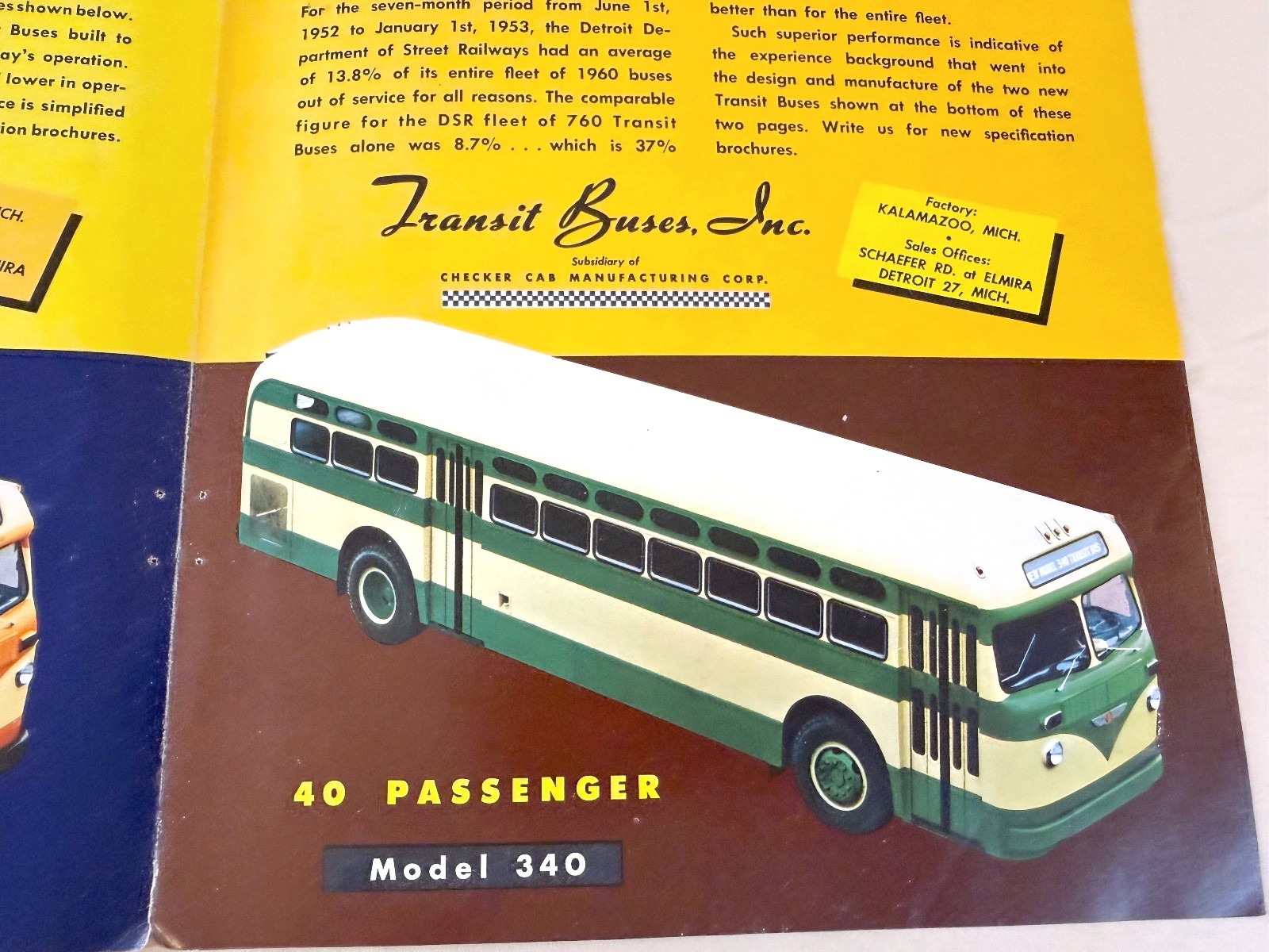 vtg BUS print ad 2 NEW Transit Buses Transit (CCM) Buses 1930s 1940s