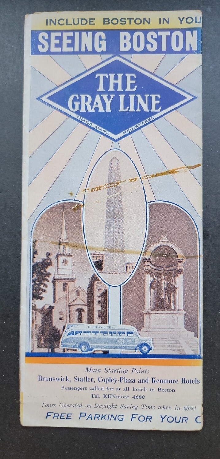 Vintage The Gray Line Historic Boston Sightseeing Prices Tours Picture Brochure