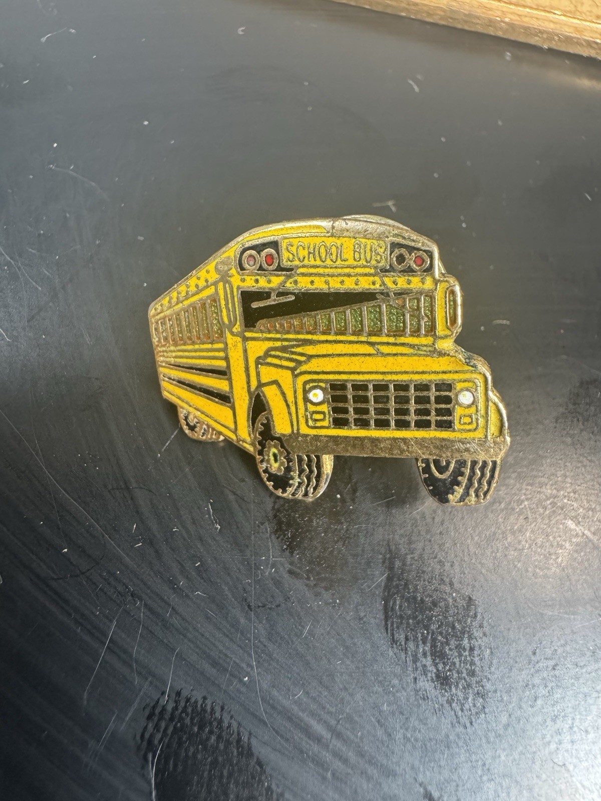 Vintage School Bus Pins Lot of 2 Safety Bus Driver Badge Enamel Brooch