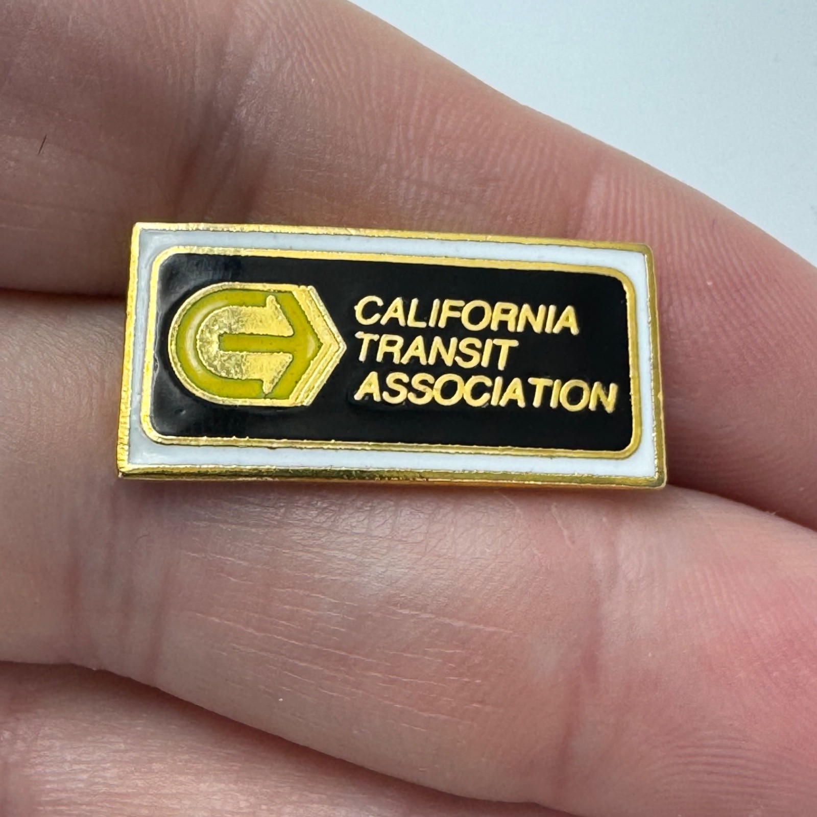Rare California Transit Association Lapel Pin CTA Logo Enamel Vintage Gold