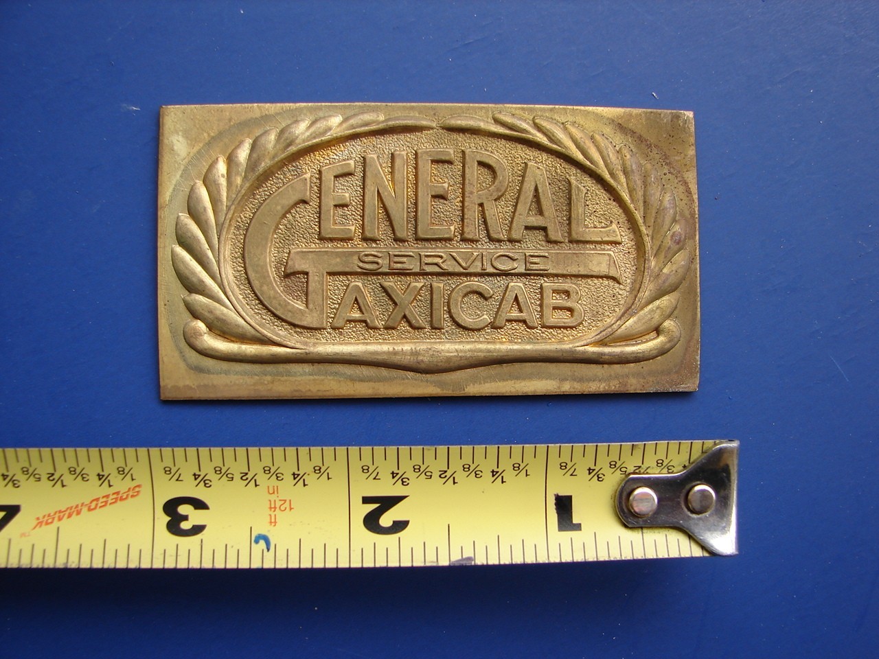 Vintage 1940’s General Taxi Cab Service Company Metal Logo Badge Emblem 3″