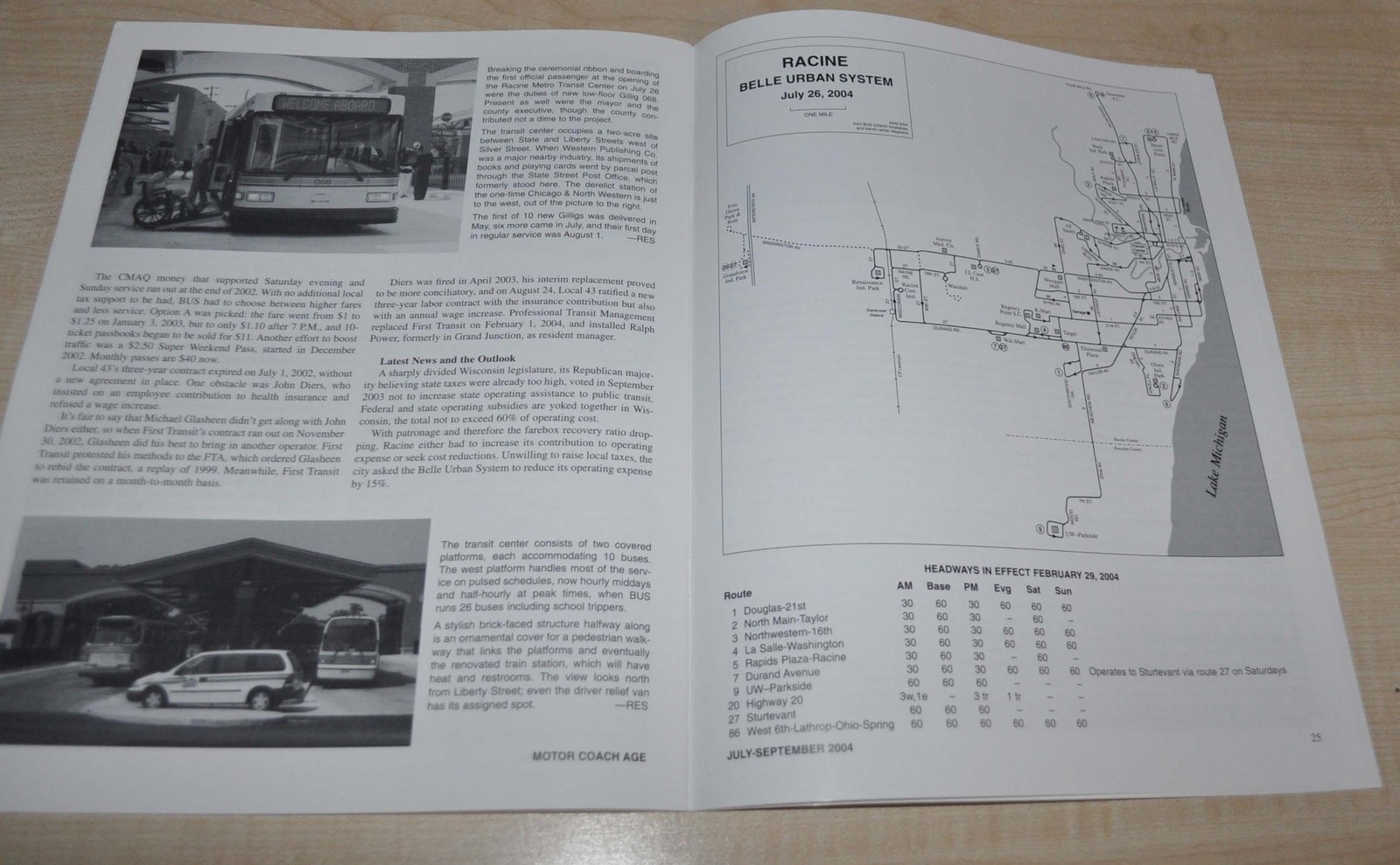 Motor Coach Age July-September 2004 Bus Brochure Racine Lines