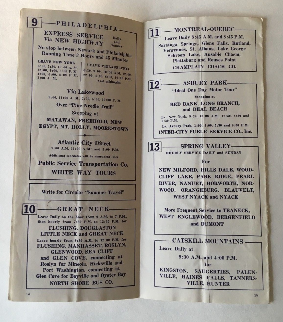 Vintage 1930 Hotel Astor New York City Bus Motor Coach Timetable Brochure Martz