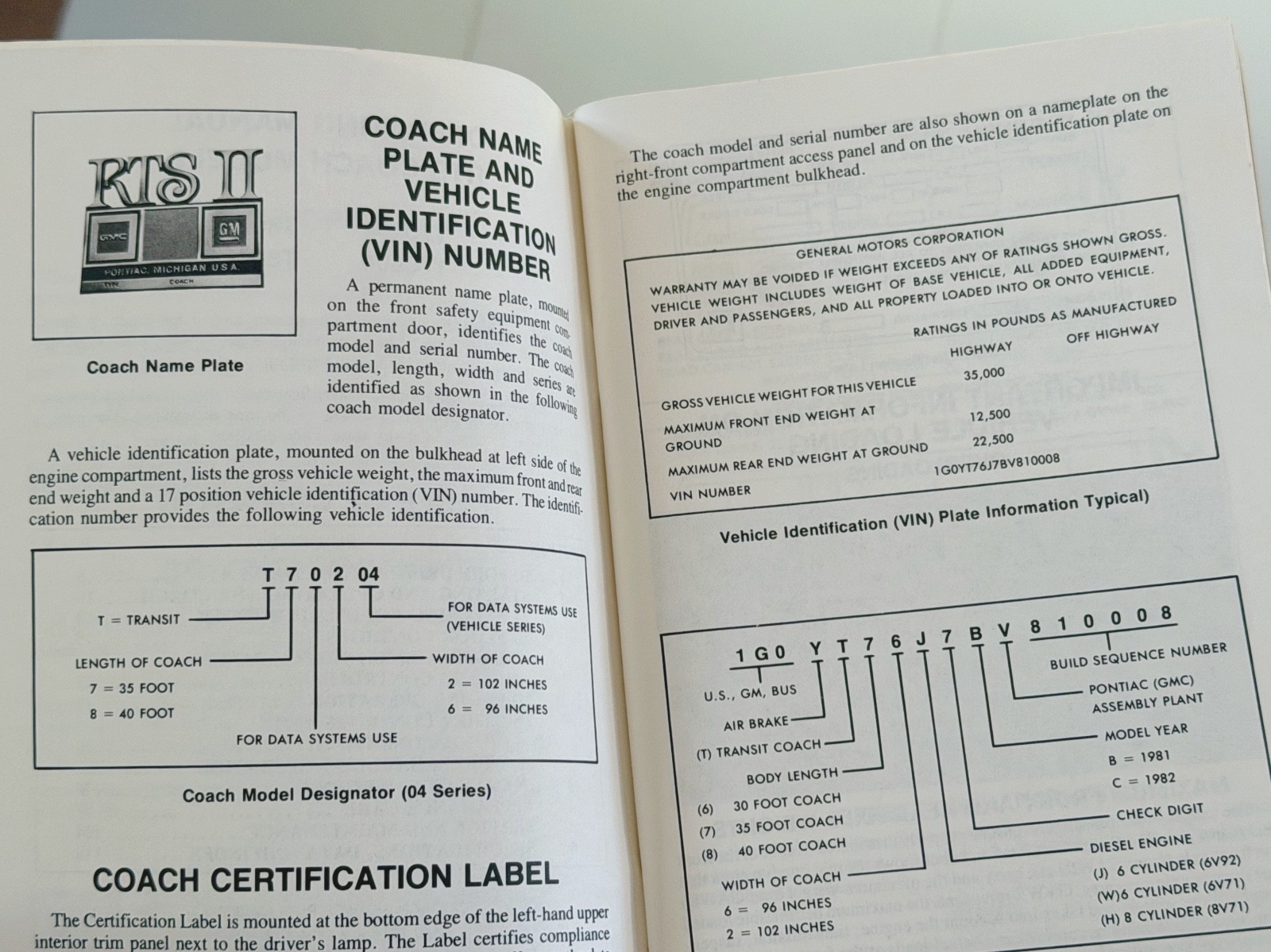 C-8122A GMC RTS Coach Operating Manual technical handbook drivers maintenance