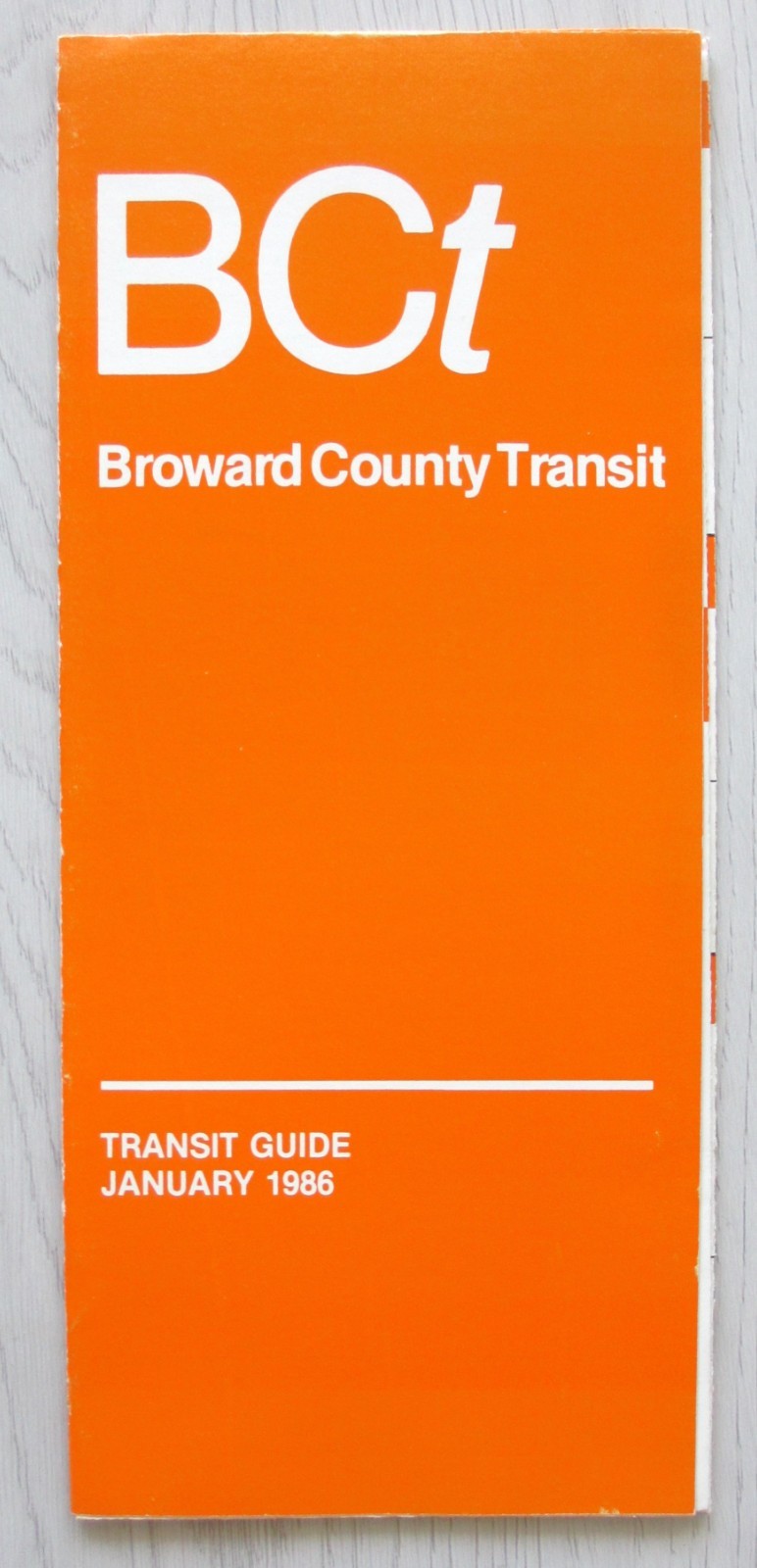 Vintage January 1986 Broward County Transit Bct Bus Map Guide Hollywood Florida