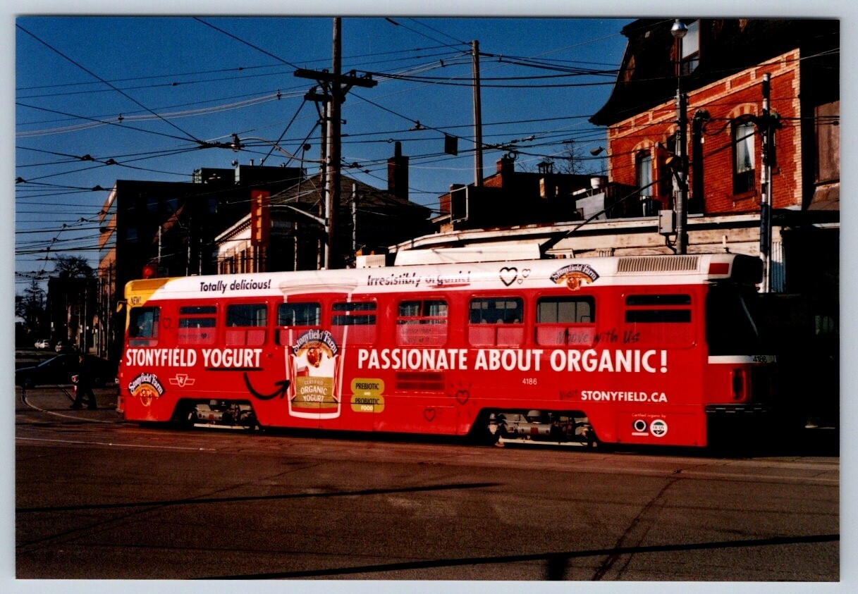 TTC Streetcar #4186 Stonyfield Wrap, King St at Queen St Toronto Fuji 4×6 Print