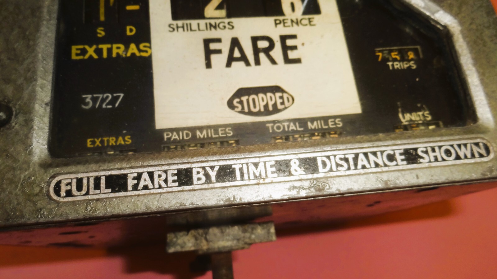 Vtg BELL PUNCH TAXIMETER METAL TAXI CAB TARIFF FARE LONDON ENGLAND circa 1960’s
