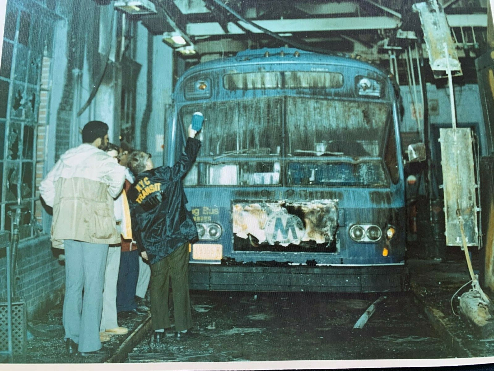 8X10 NY NYC BUS DEPOT TERMINAL GARAGE FIRE TRANSIT POLICE COLLECTIBLE PHOTOGRAPH