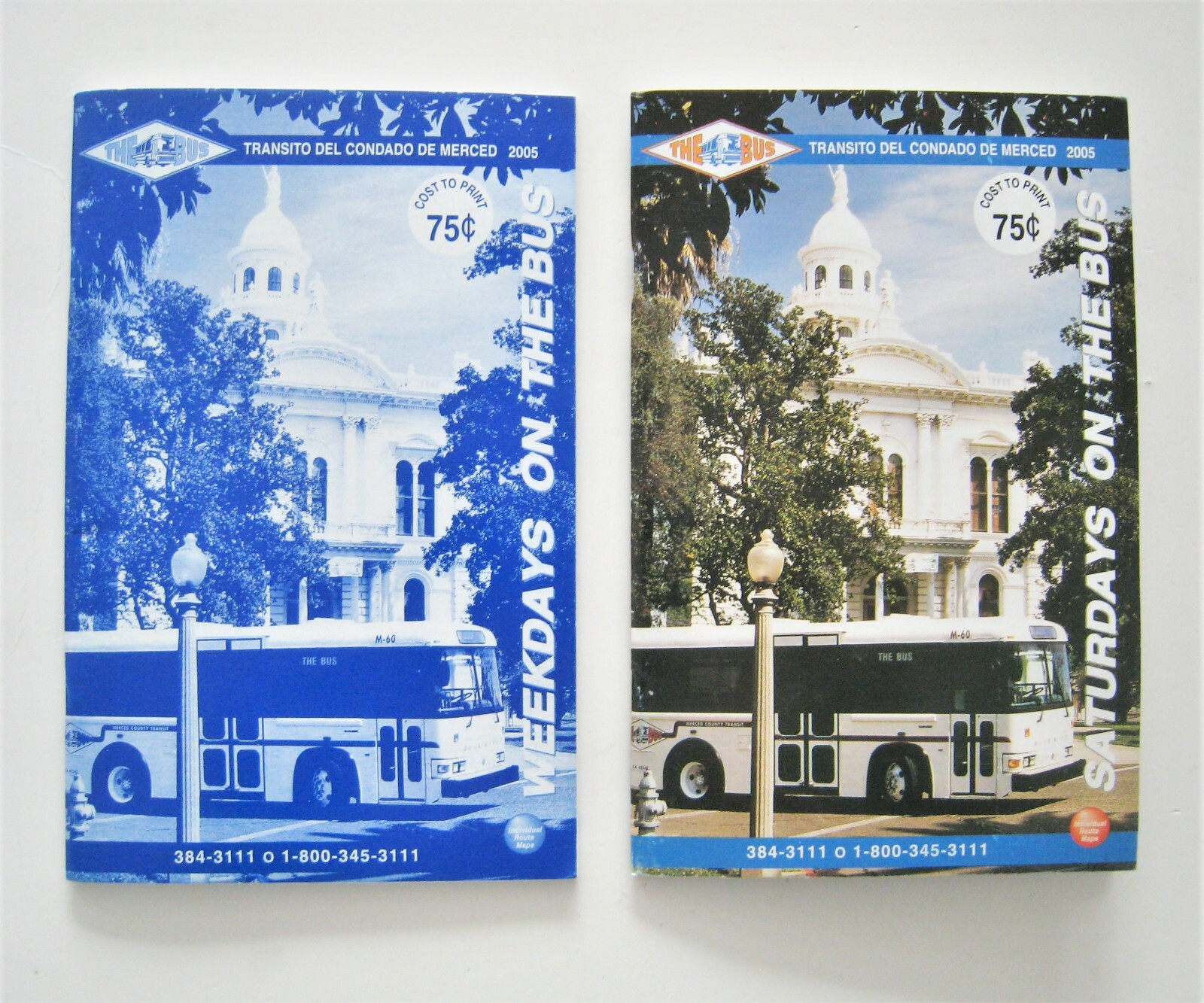 Lot of 2 Merced County Transit Bus Guide Timetable Schedules (2005) California