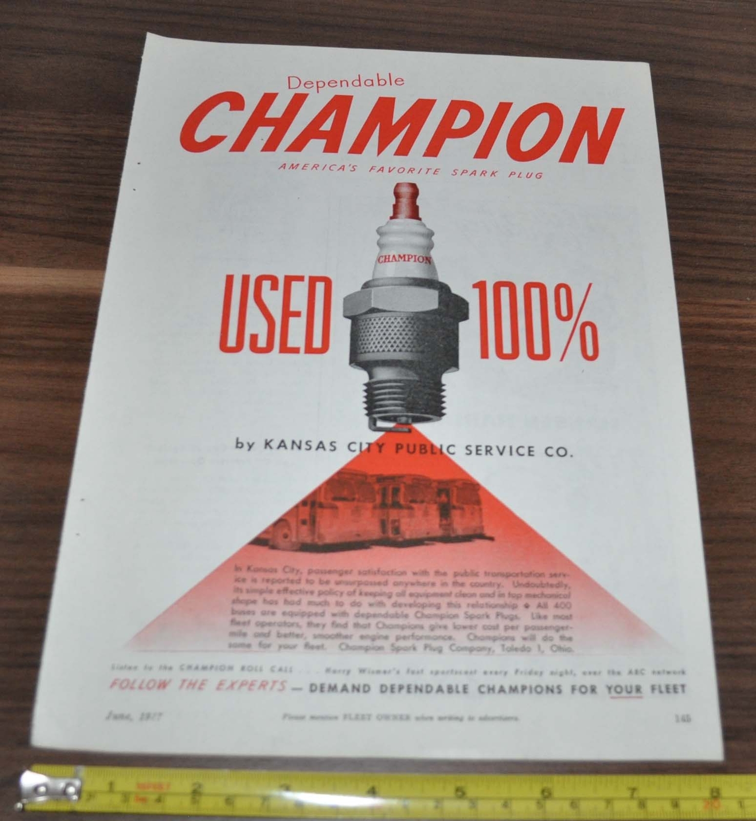 1947 Twin Coach Bus Ad Kansas City Champion Spark Plug Hansen Truck Hardware
