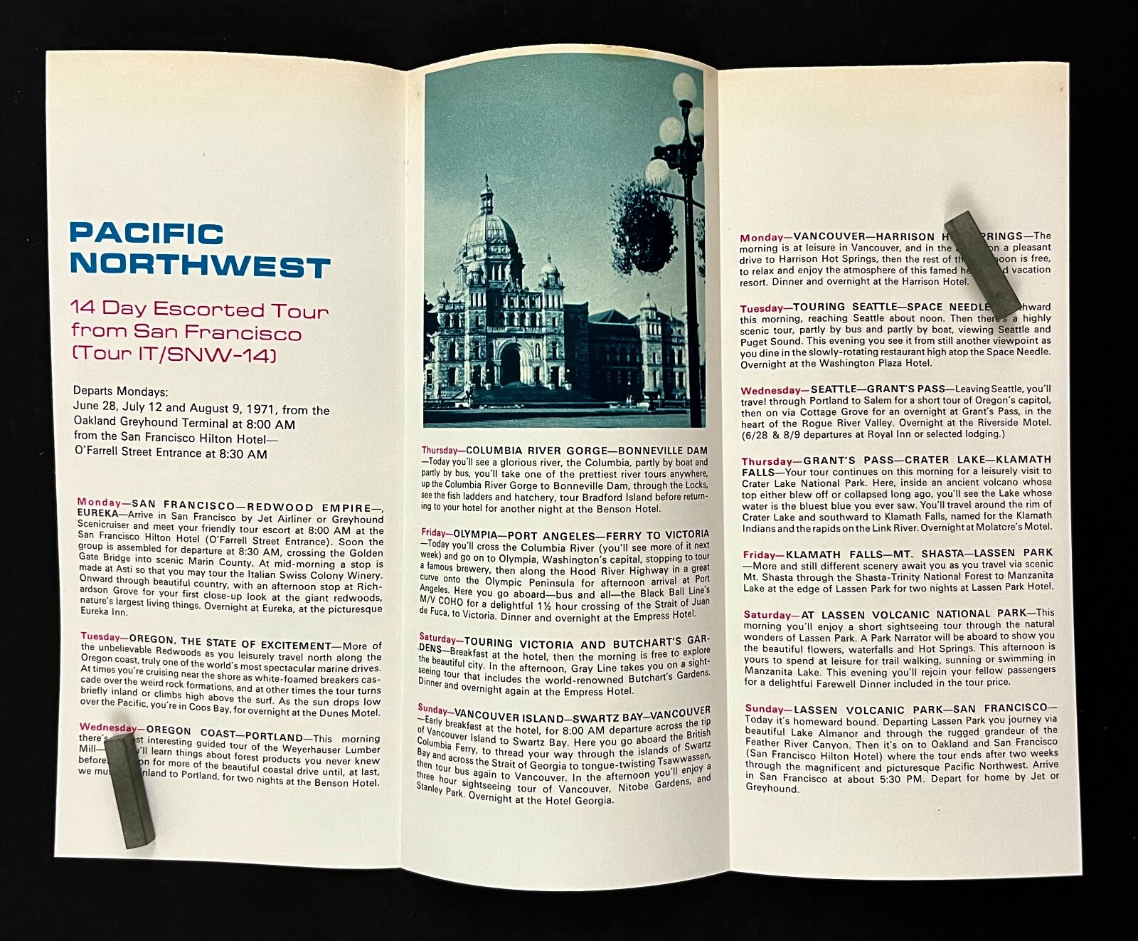 1971 Pacific Northwest PNW Escorted Greyhound Bus Tours Vintage Travel Brochure