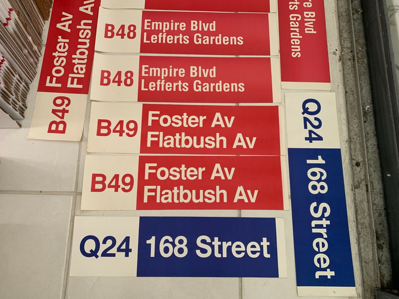 LOT OF 10 NYC BUS SIGNS KINGS HIGHWAY EMPIRE LEFFERTS FOSTER FLATBUSH BROOKLYN