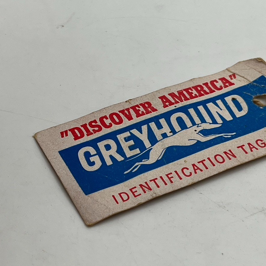 Greyhound Bus Lines Advertising Rare Key Chain Fob Paper Keychain w/ Key