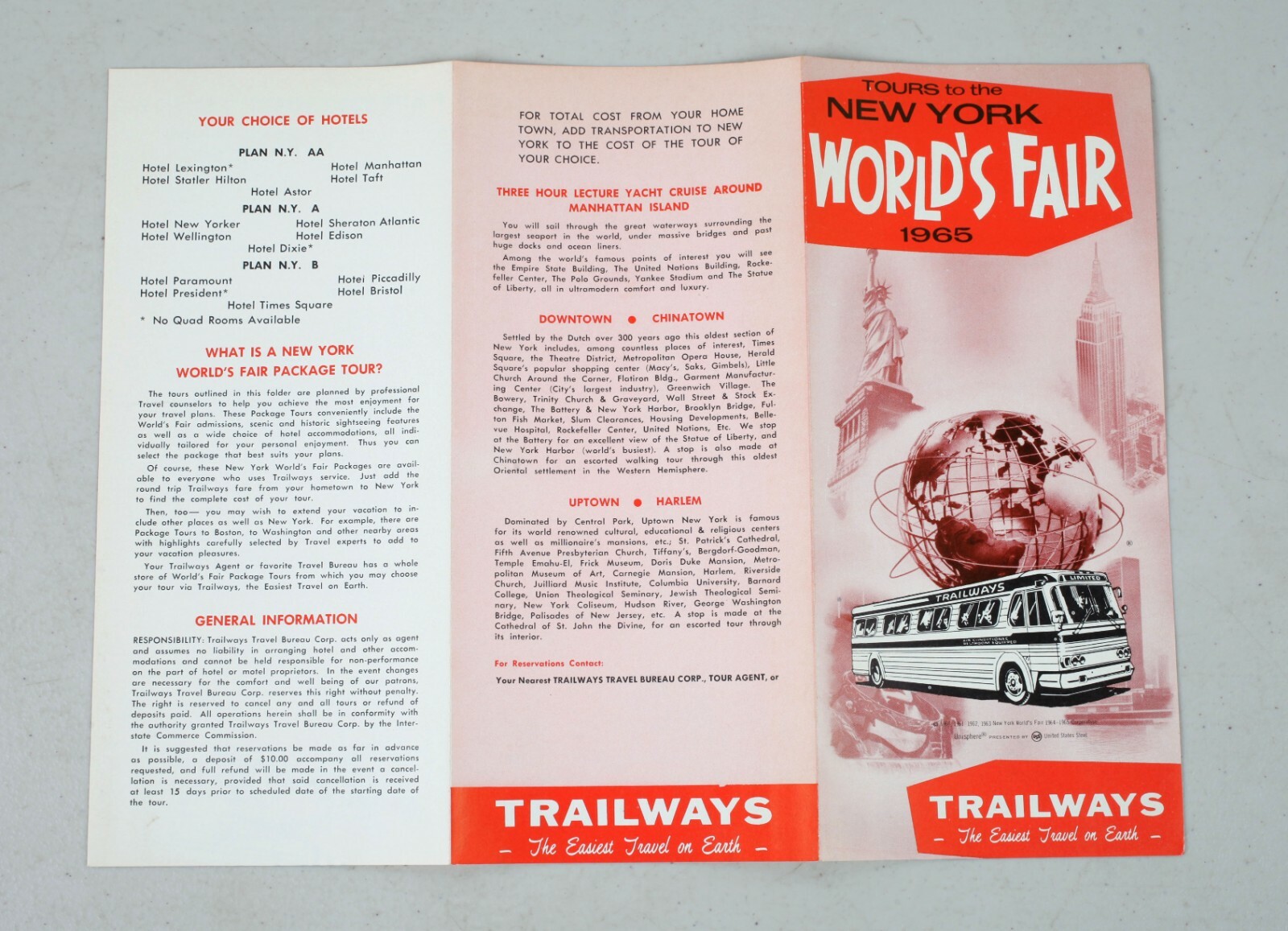 Vintage 1965 Trailways New York World’s Fair Bus Coach Tours