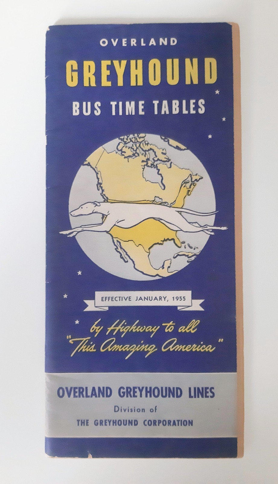 VTG January 1955 Greyhound/Overland Bus Time Table Mid-Century Vintage Travel