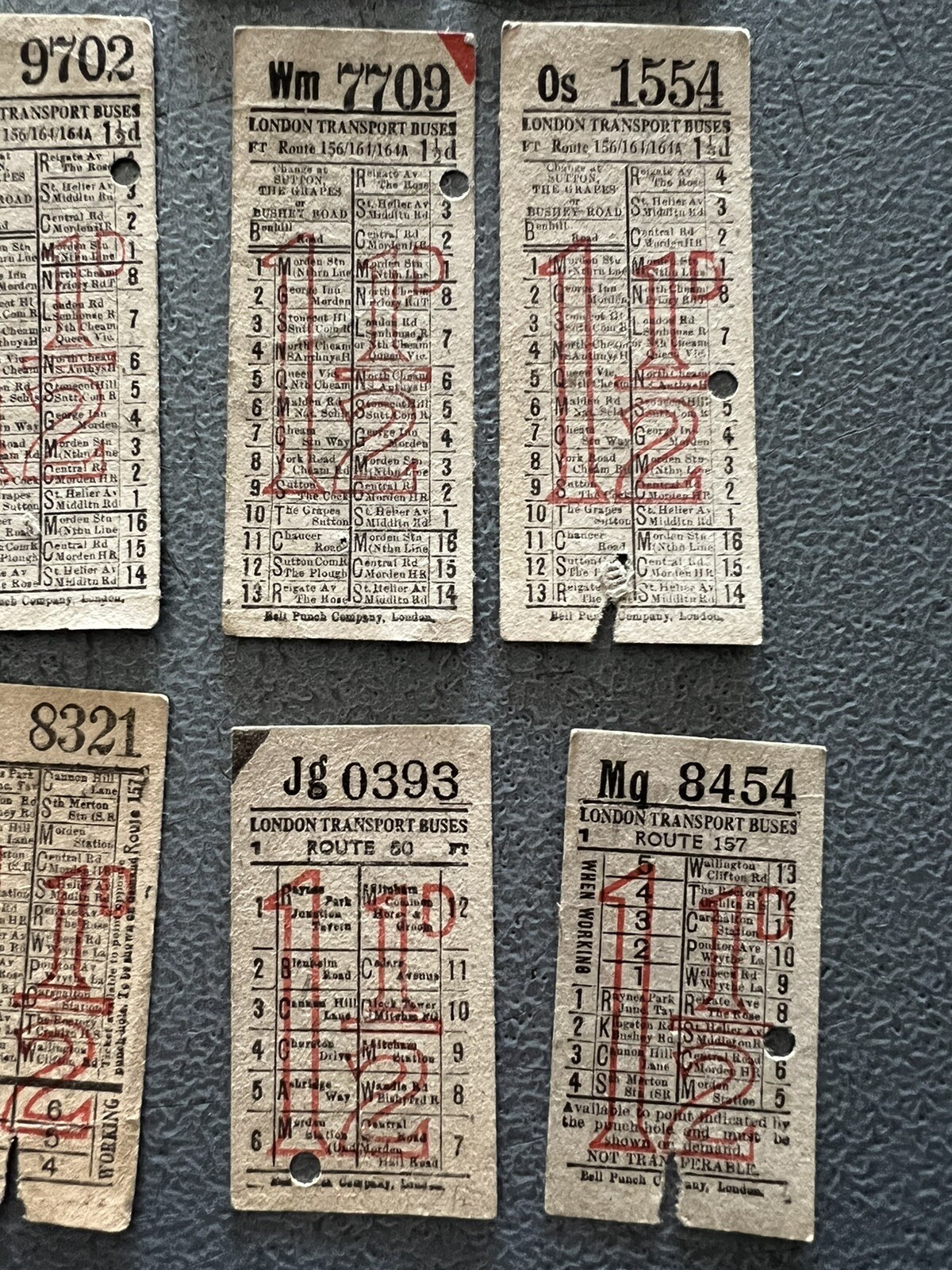 Lot #3 of 20 Vintage London Transport Bus Tickets