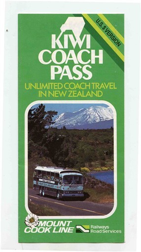 Kiwi Coach Pass Brochure Mount Cook Line New Zealand Unlimited Coach Travel 1985