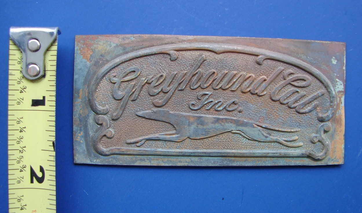 Vintage 1940’s Greyhound Taxi Cab Company Inc Metal Logo Badge Emblem