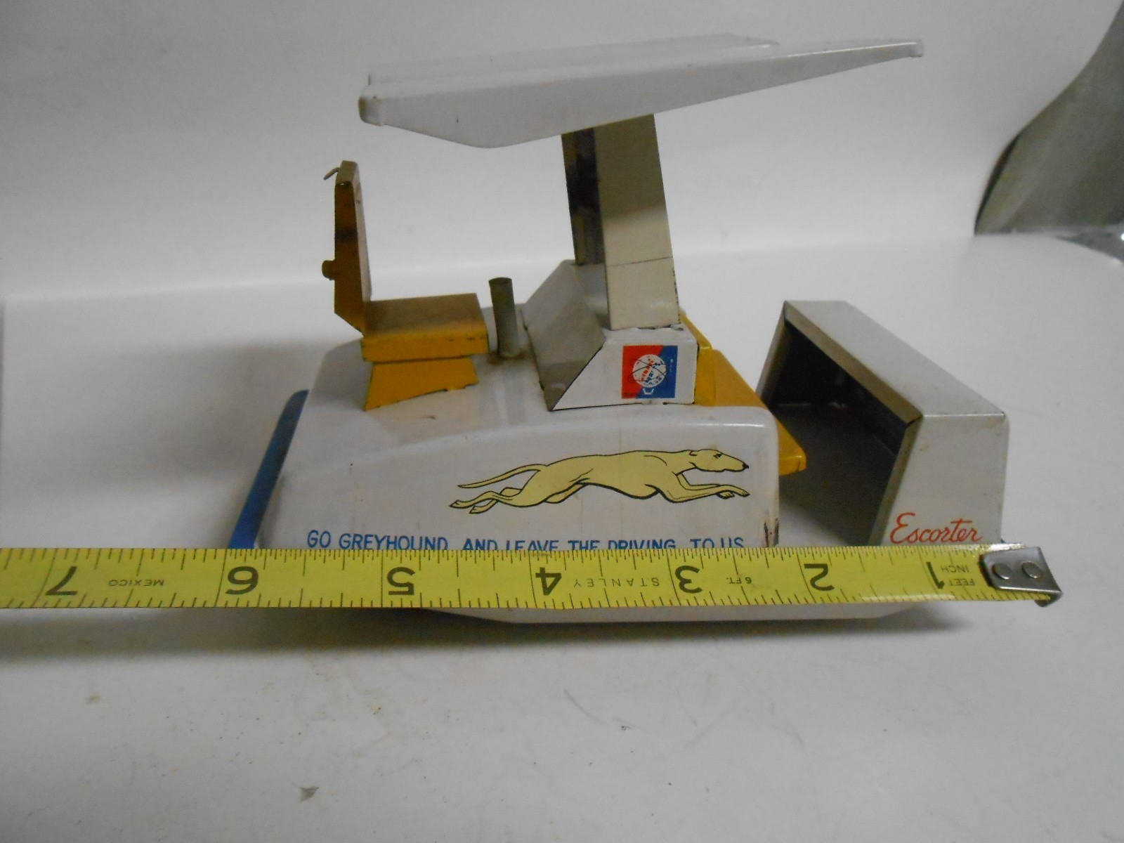 1964 New York Worlds Fair Greyhound Bus Escorter Working Friction Toy