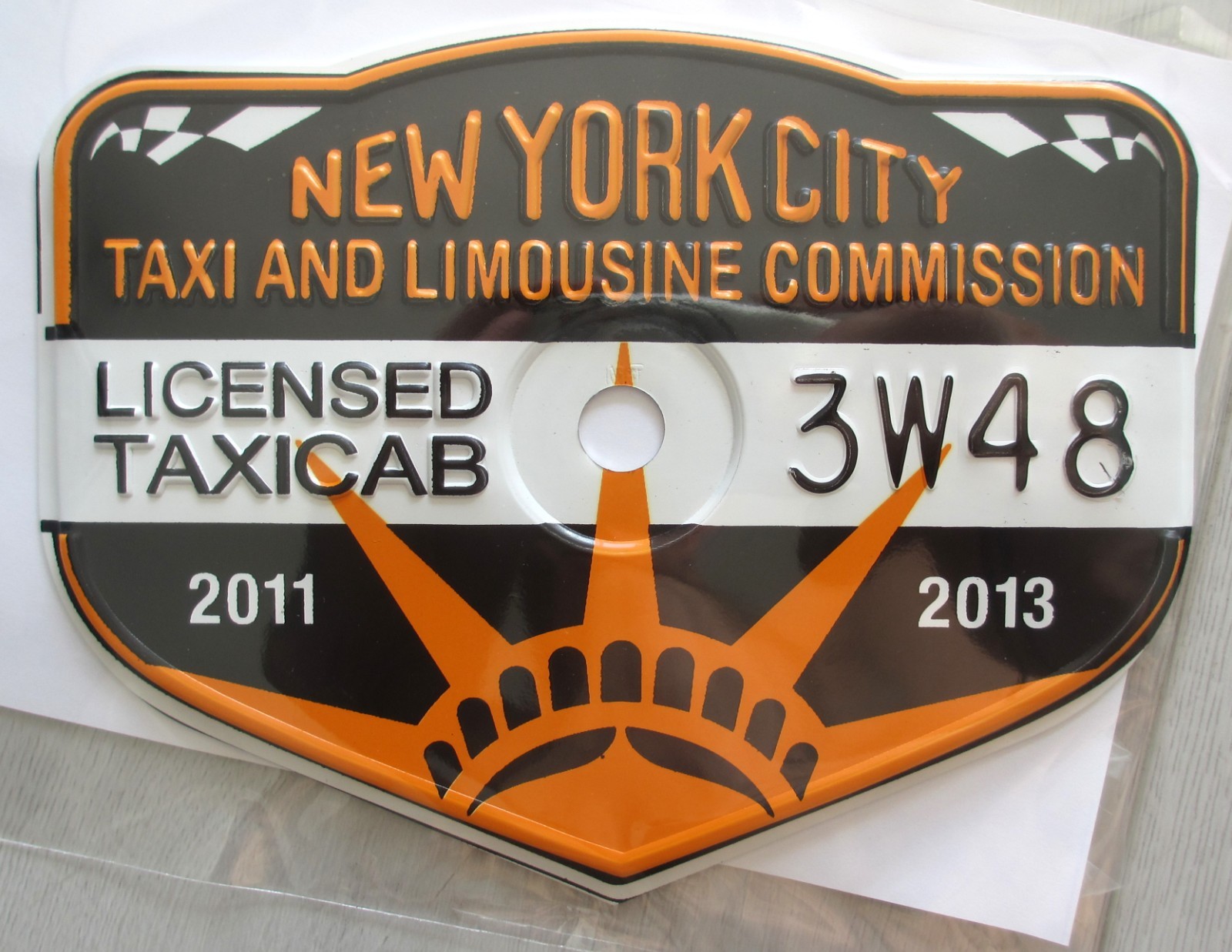 Retired 2011-2013 New York City Licensed Taxi Cab Medallion 3W48 NYC