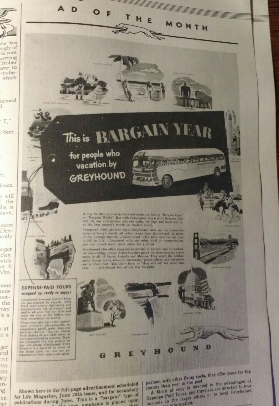 Vtg 1948 ‘Overland Life” Greyhound Bus Lines Magazine Advertising Brochure Promo